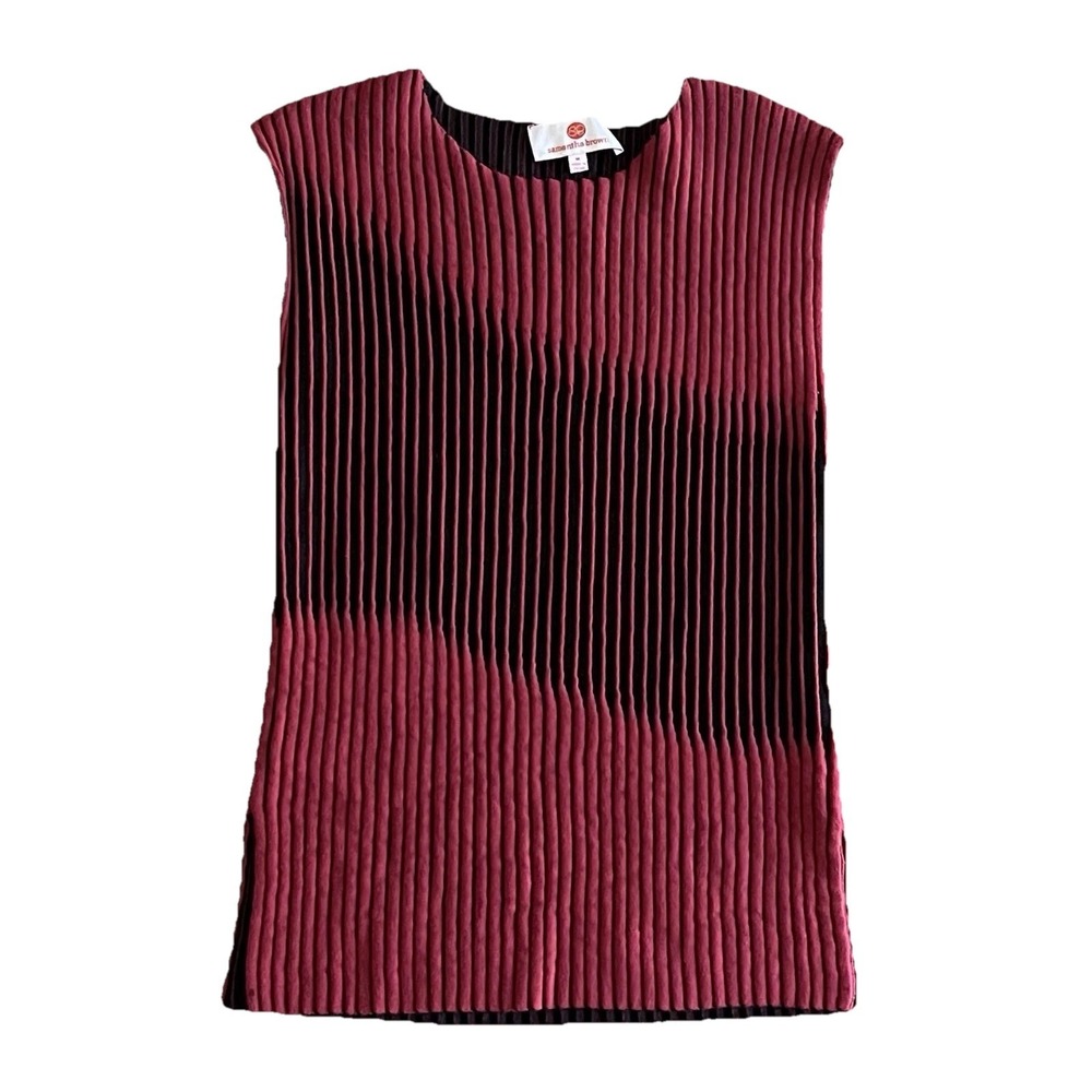 SB Samantha Brown Sweater Tank‎ Medium Wine Thick Ribbed Sweater Sleeveless